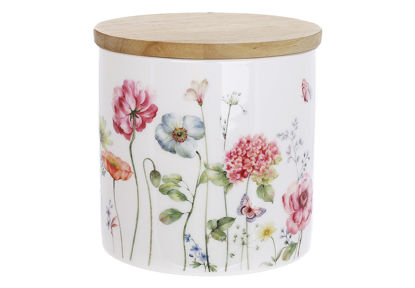 Изображение Банка фарфоровая Flower Garden для хранения BONA 10x10 см. H:10 см. V:460 мл. K054